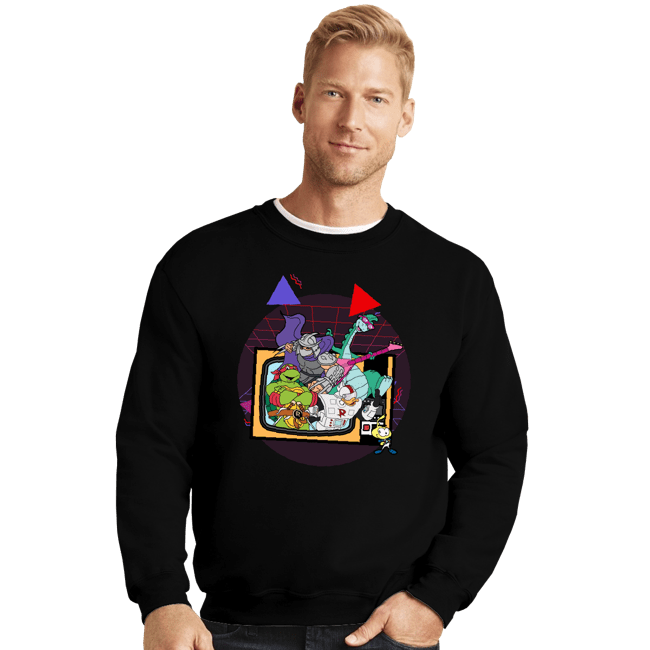 Daily_Deal_Shirts Crewneck Sweater, Unisex / Small / Black Toon Takeover