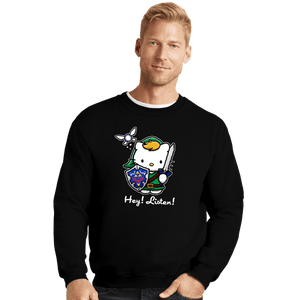 Shirts Crewneck Sweater, Unisex / Small / Black Hey Listen