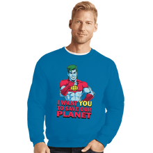 Load image into Gallery viewer, Shirts Crewneck Sweater, Unisex / Small / Sapphire Planeteer Call
