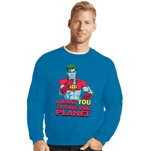 Shirts Crewneck Sweater, Unisex / Small / Sapphire Planeteer Call