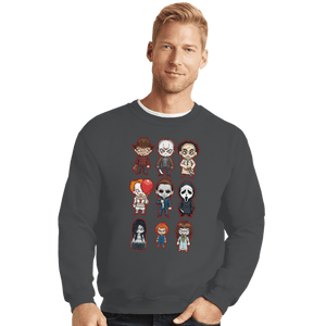 Daily_Deal_Shirts Crewneck Sweater, Unisex / Small / Charcoal Chibi Horror