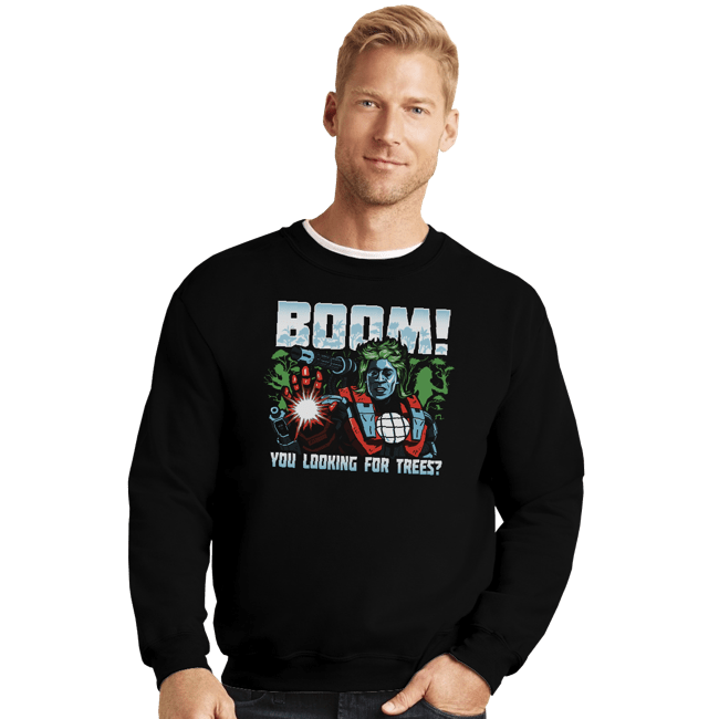 Daily_Deal_Shirts Crewneck Sweater, Unisex / Small / Black Captain Machine