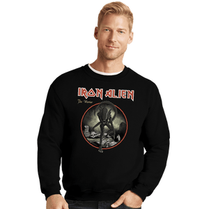 Daily_Deal_Shirts Crewneck Sweater, Unisex / Small / Black Iron Alien