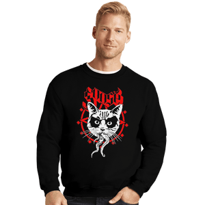 Shirts Crewneck Sweater, Unisex / Small / Black Black Metal Cat