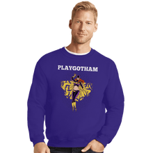 Load image into Gallery viewer, Shirts Crewneck Sweater, Unisex / Small / Violet Playgotham Batgirl
