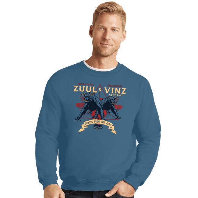 Daily_Deal_Shirts Crewneck Sweater, Unisex / Small / Indigo Blue Terror Dogs