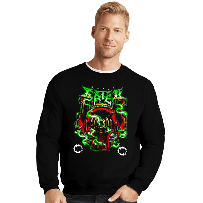 Daily_Deal_Shirts Crewneck Sweater, Unisex / Small / Black World Eater Metal