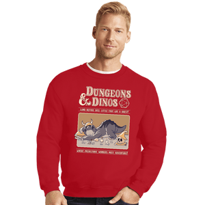 Daily_Deal_Shirts Crewneck Sweater, Unisex / Small / Red Dungeons And Dinos