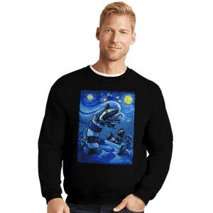 Daily_Deal_Shirts Crewneck Sweater, Unisex / Small / Black Starry Saturn