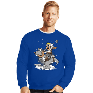 Shirts Crewneck Sweater, Unisex / Small / Royal Blue Mario Strikes Back