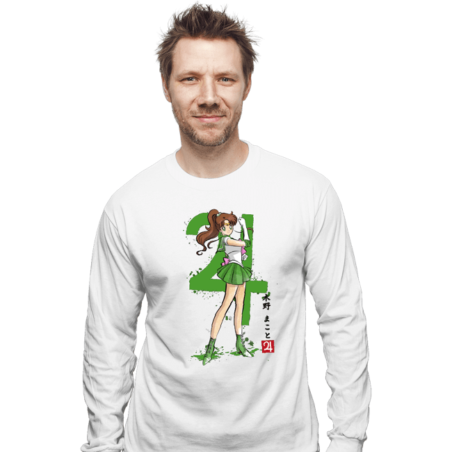 Daily_Deal_Shirts Long Sleeve Shirts, Unisex / Small / White Jupiter Sumi-e