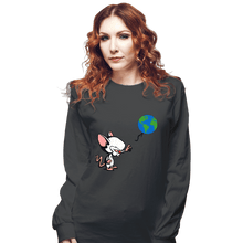 Load image into Gallery viewer, Daily_Deal_Shirts Long Sleeve Shirts, Unisex / Small / Charcoal Mouse With World
