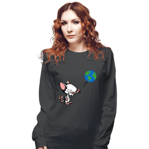 Daily_Deal_Shirts Long Sleeve Shirts, Unisex / Small / Charcoal Mouse With World