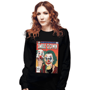 Shirts Long Sleeve Shirts, Unisex / Small / Black Smile Clown