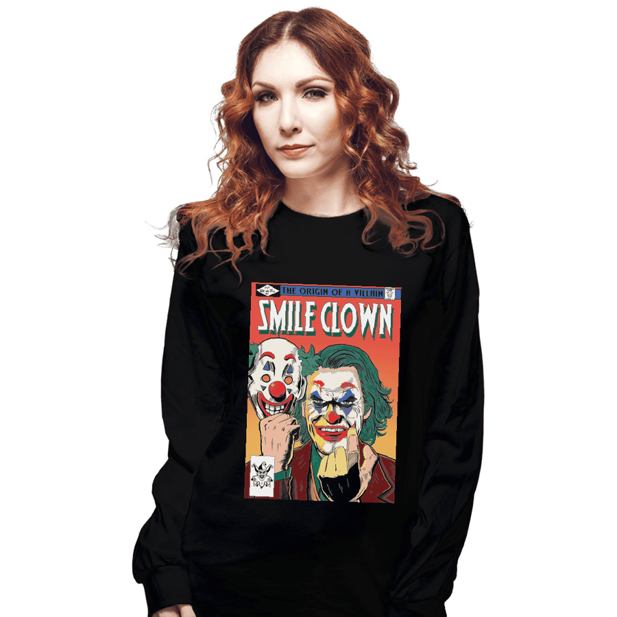 Shirts Long Sleeve Shirts, Unisex / Small / Black Smile Clown