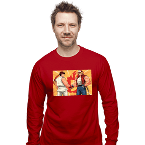 Shirts Long Sleeve Shirts, Unisex / Small / Red Famous Handshake