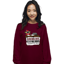 Load image into Gallery viewer, Shirts Long Sleeve Shirts, Unisex / Small / Maroon Gremlins Is A Christmas Movie
