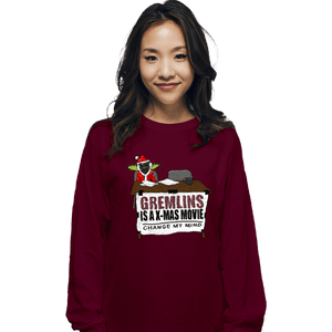 Shirts Long Sleeve Shirts, Unisex / Small / Maroon Gremlins Is A Christmas Movie