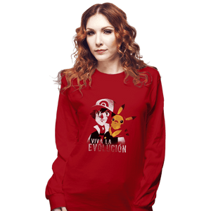 Shirts Long Sleeve Shirts, Unisex / Small / Red Viva La Evolucion