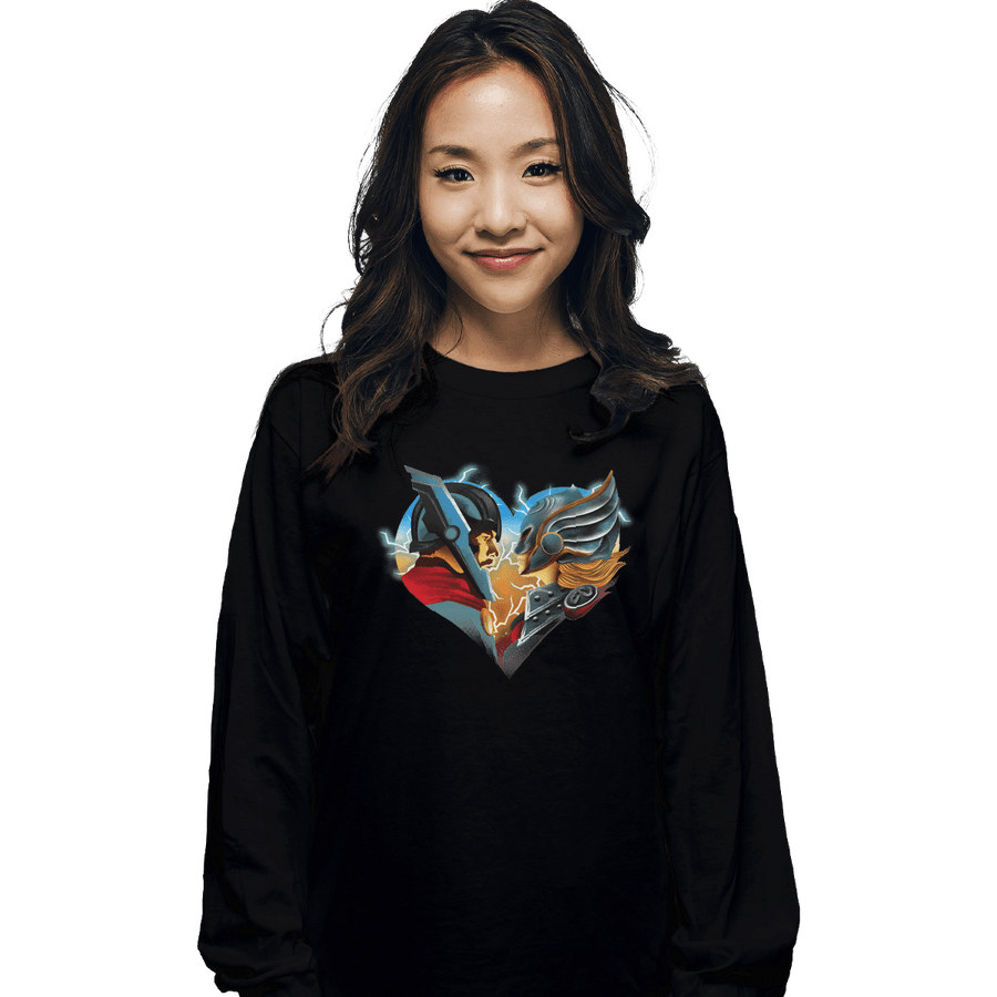 Shirts Long Sleeve Shirts, Unisex / Small / Black Love and Thunder
