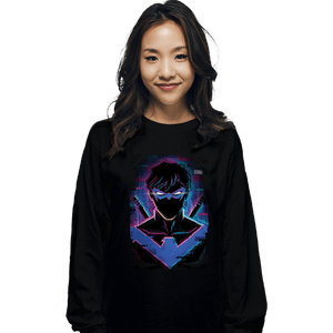 Daily_Deal_Shirts Long Sleeve Shirts, Unisex / Small / Black Glitch Nightwing