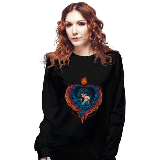 Secret_Shirts Long Sleeve Shirts, Unisex / Small / Black Heart On  Fire