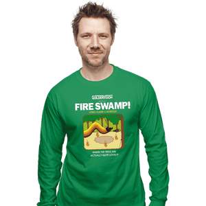 Last_Chance_Shirts Long Sleeve Shirts, Unisex / Small / Irish Green Retro Fire Swamp