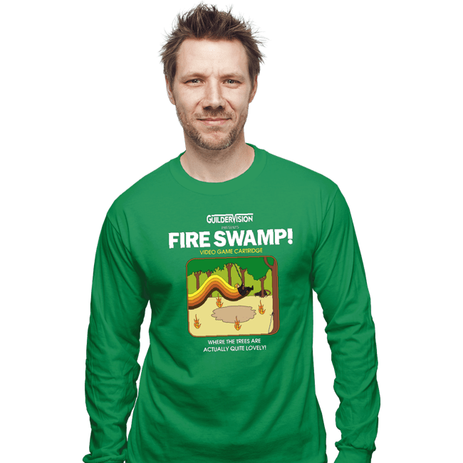 Last_Chance_Shirts Long Sleeve Shirts, Unisex / Small / Irish Green Retro Fire Swamp