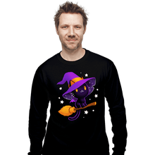 Load image into Gallery viewer, Secret_Shirts Long Sleeve Shirts, Unisex / Small / Black Witch Cat
