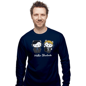 Shirts Long Sleeve Shirts, Unisex / Small / Navy Hello Sherlock