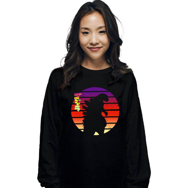 Shirts Long Sleeve Shirts, Unisex / Small / Black Sunset Kaiju