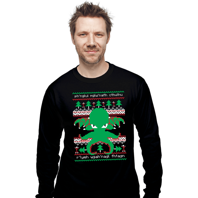 Shirts Long Sleeve Shirts, Unisex / Small / Black Cthulhu Cultist Christmas