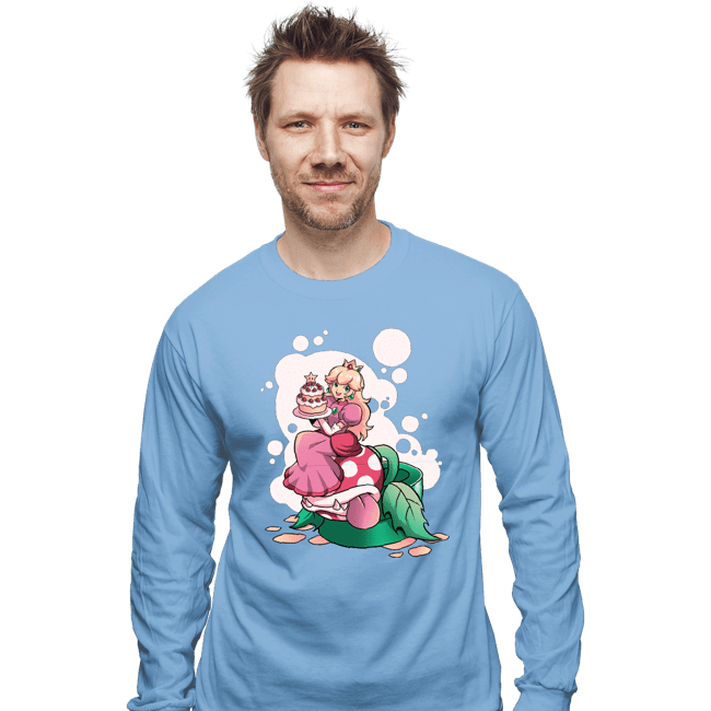 Shirts Long Sleeve Shirts, Unisex / Small / Powder Blue Princess Peach