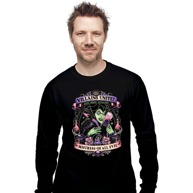Daily_Deal_Shirts Long Sleeve Shirts, Unisex / Small / Black Villains Unite Maleficent