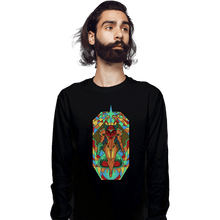 Load image into Gallery viewer, Shirts Long Sleeve Shirts, Unisex / Small / Black Stained Glass Hunter
