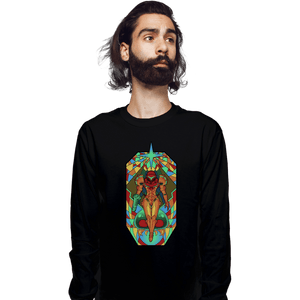 Shirts Long Sleeve Shirts, Unisex / Small / Black Stained Glass Hunter