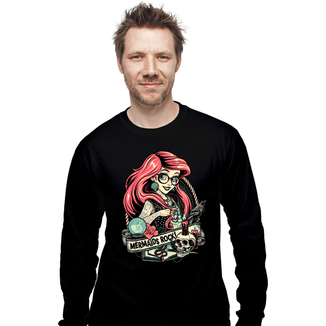 Daily_Deal_Shirts Long Sleeve Shirts, Unisex / Small / Black Rocker Ariel