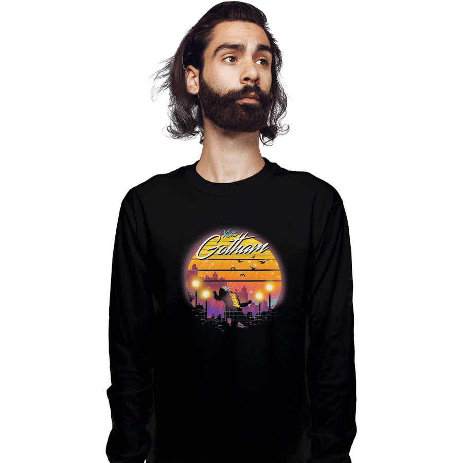 Shirts Long Sleeve Shirts, Unisex / Small / Black Gotham Wave