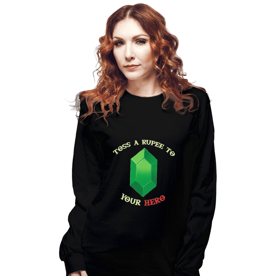 Shirts Long Sleeve Shirts, Unisex / Small / Black Toss A Rupee To Your Hero