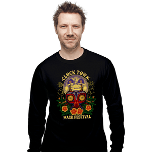 Daily_Deal_Shirts Long Sleeve Shirts, Unisex / Small / Black Clock Town Mask Festival