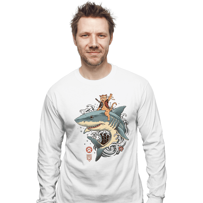 Daily_Deal_Shirts Long Sleeve Shirts, Unisex / Small / White Shark Catana