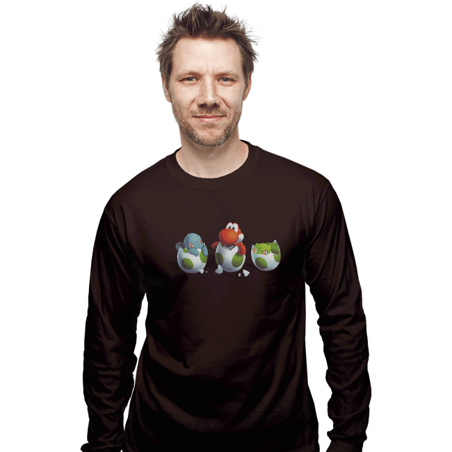 Shirts Long Sleeve Shirts, Unisex / Small / Dark Chocolate Start With Yoshi