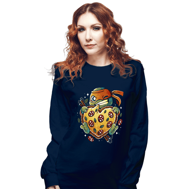 Daily_Deal_Shirts Long Sleeve Shirts, Unisex / Small / Navy Love Pizza