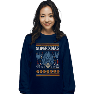 Shirts Long Sleeve Shirts, Unisex / Small / Navy Super Xmas