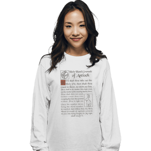 Shirts Long Sleeve Shirts, Unisex / Small / White Holy Hand Grenade Script