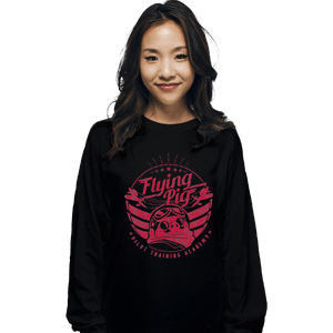 Shirts Long Sleeve Shirts, Unisex / Small / Black Flying Pig