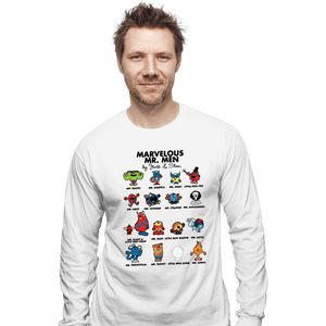 Daily_Deal_Shirts Long Sleeve Shirts, Unisex / Small / White Marvelous Mr. Men