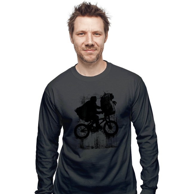 Secret_Shirts Long Sleeve Shirts, Unisex / Small / Charcoal Boy And Bike
