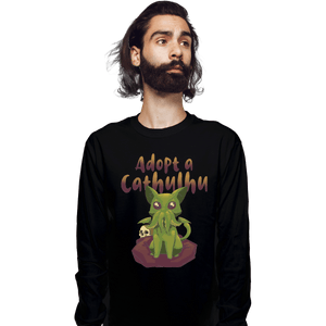 Shirts Long Sleeve Shirts, Unisex / Small / Black Adopt A Cathulhu