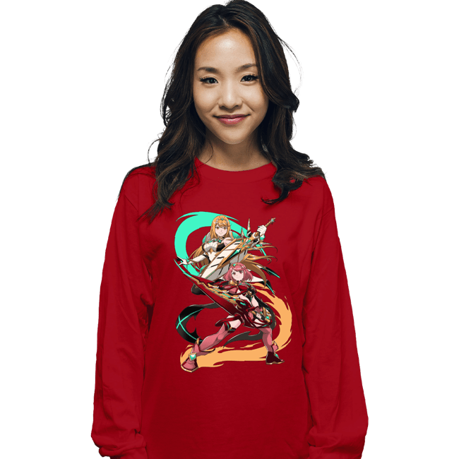 Daily_Deal_Shirts Long Sleeve Shirts, Unisex / Small / Red Dual Sword Users